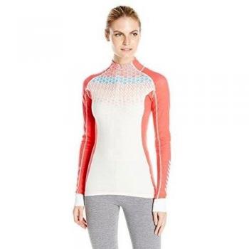 Helly Hansen De las mujeres Warm Freeze 1/2 Zip Base Layer Top Medium Pink Glow Print