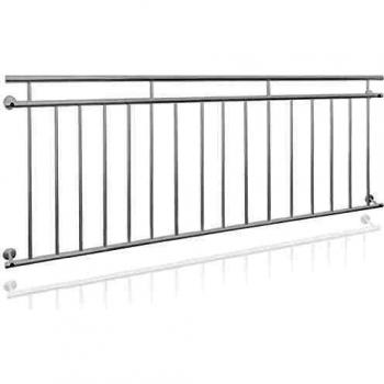 Barandilla de Balcón Estilo Francés Blanca 225x90cm con Transversales de Acero Inoxidable y Diseño Moderno, Incluye Kit de Montaje en Pared