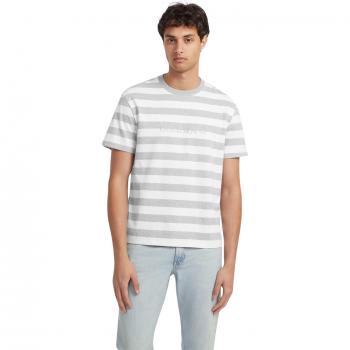 Guess Striped Logo Tee - Striped t-shirt, short sleeves, crew neckline, logo print on chest, casual fit, made from cotton blend fabric