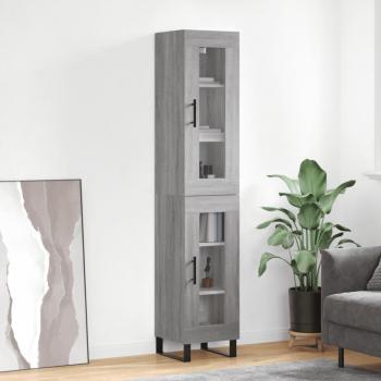 Aparador alto de madera contrachapada gris Sonoma 34,5x34x180 cm