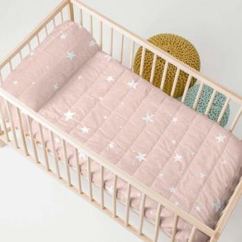 Colcha Rosa HappyFriday BASIC KIDS 100% Algodón 100 x 130 cm para Cuna de Bebé