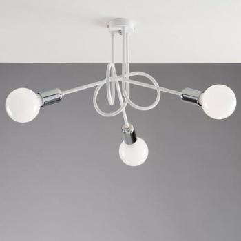 Plafón Urban de Hierro Blanco con Acabado Cromado y Tres Luces 42x h30 cm