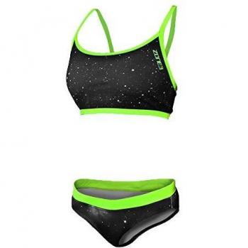 Bikini Zone3 Cosmic negro verde mujer - 32, bikini de competición, tejido de secado rápido, soporte en el busto, diseño aerodinámico, resistencia al cloro, ajuste cómodo y seguro