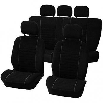 Juego de Cubreasientos de Velours 9 Piezas Negro/Gris CARPOINT 0310504, Compatible con Airbag y Respaldo Fraccionable