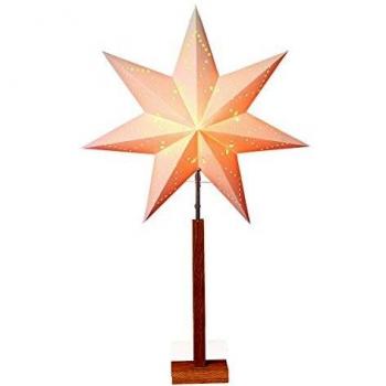 Estrella de pie Karo Maxi, roble natural/blanco, iluminada, E14
