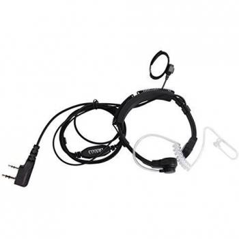 Coodio KHS6 Kenwood Radio Laringófono Auriculares 2 Pin Micro-Auricular Micrófono [Tubo Acústico] PTT Dedo Seguridad y Bodyguard Para 2-Pin Kenwood Plug Walkie-Talkie Transceptor Emisor y Receptor PMR