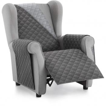 Textilhome - Funda Cubre Sofá Malu -1 Plaza - Relax - Protector para Sofás Acolchado Reversible. Color Gris C/3