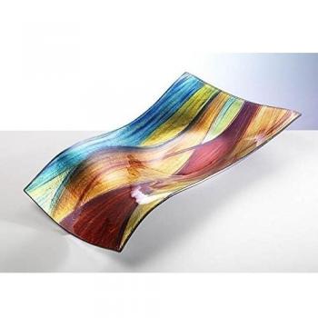 Deco-bowl wave from glass multicolor, 25x41x6 cm, Vidrio, Multicolor