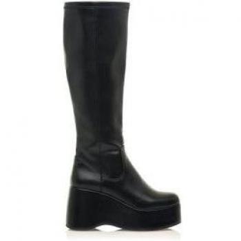 Mustang Botas Mujer Stretch con Plataforma Color Negro Altura Tacón 9cm