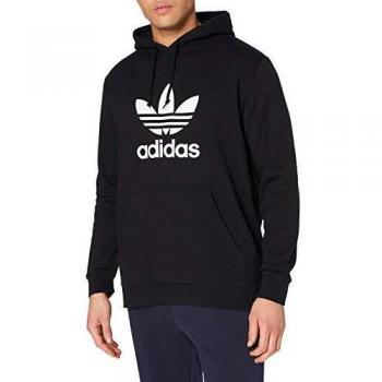 Adidas Men's Black Trefoil Hoodie - 100% Cotton, Size L