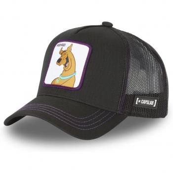 Gorra Capslab Scooby Doo Negra con Parche de Personajes Animados - Gorra trucker de malla, diseño exclusivo de Scooby-Doo, color negro, parche bordado con personajes animados, ajuste personalizado y cómoda para