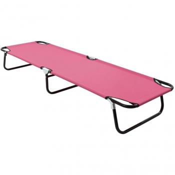 vidaXL Folding Sun Lounger Steel Pink