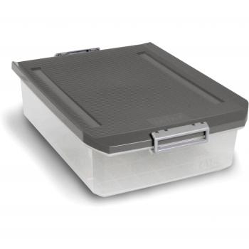 Tatay Caja Almacenaje Multiusos con Tapa, Bajo Cama, 32 L de Capacidad, Con Asas , de Polipropileno, Libre de BPA, Gris, Medidas 40 x 57 x 18 cm