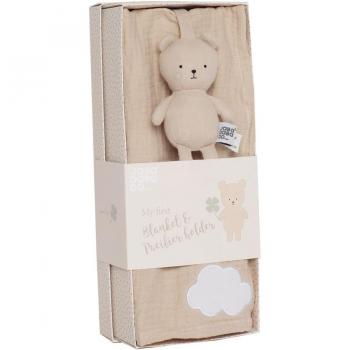 Set Regalo Mantita Beige y Chupete Buddy Teddy Juguete 33x13x8 Cms