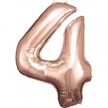 Pack de Globo Helio Número 4 Rosa Oro 83/86cm Liragram
