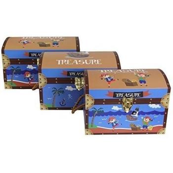JVL tesoro pirata para guardar bajo la cama de cajas para almacenaje con cierre de Metal y cuerda asas, juego de 3, Multi-color