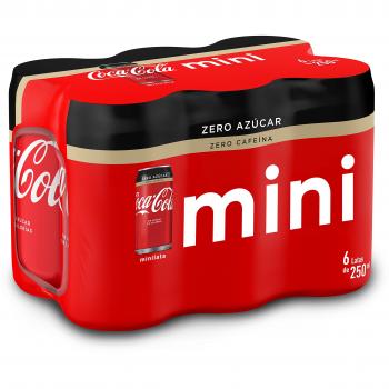 Coca-Cola Zero Azúcar Zero Cafeína - Refresco de cola sin azúcar, sin calorías, sin cafeína - pack 6 minilatas 200 ml