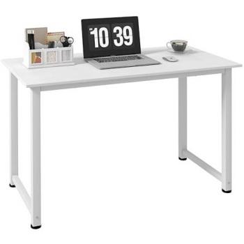HOMCOM Mesa de Ordenador y Escritorio Moderna para Hogar y Oficina, con Marco de Acero, Pies Ajustables, Dimensiones 120x60x76 cm, Carga Máxima 100 kg, Color Blanco