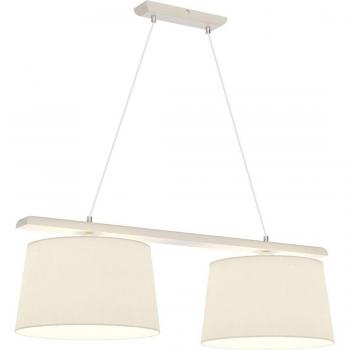 Lámpara colgante Sweden 2 luces blanco antiguo Lamkur Aida con pantalla de tela blanco viejo 2x E27