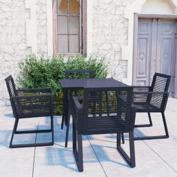 Juego de comedor para jardín 5 piezas de ratán negro PVC