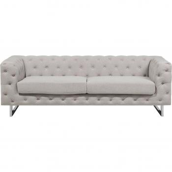 Sofá Chesterfield 3 Plazas Beige Tapizado con Botones Vissland