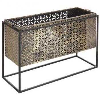 Portacandele metálico dorado y negro para 2 velas, decoración rústica ecléctica Amami
