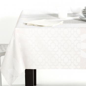 ES-Tela - Mantel Jacquard Roses Color Crema - 140x200 cm. - Incluye servilletas - 50% Algodón / 50% Poliéster