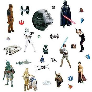 Star Wars RMK1586SCS Juego de Pegatinas de Pared Roommates, Black, Brown, Gray, Blue, Green, Red, Purple, Estándar