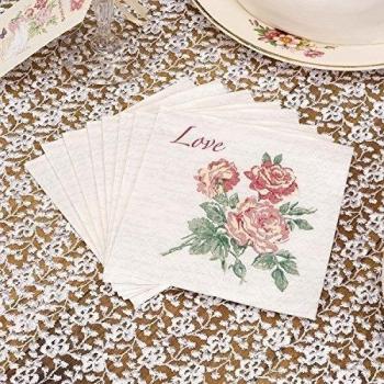 Neviti CSC Imports Juego con Love-Cocktail servilletas, Papel, Marfil, 12,5 x 12,5 x 0,1 cm