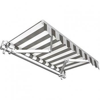 JAROLIFT Toldo de brazo articulado Basic / 250 cm x 150cm / tela color gris claro/blanco a rayas