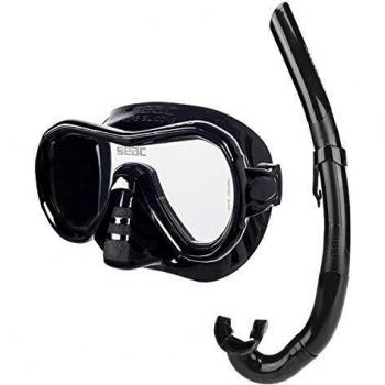 SEAC Set Giglio Juego de esnórquel con máscara subacuática y Snorkel, Silicona Negra, Adultos Unisex, estándar