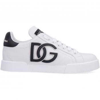 Dolce & Gabbana Women's Leather Low-Top Portofino Sneakers in White, Size 39, CK1545AC330