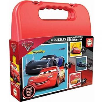 Educa - Cars 3 Maleta, Conjunto de Puzzles Progresivos, Multicolor