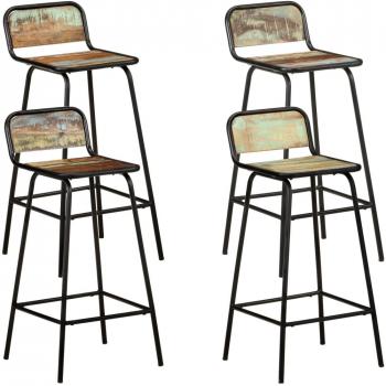 Reclaimed Solid Wood Bar Stools - Set of 4
