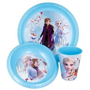 Set de Menaje Infantil Frozen 3 Piezas: Plato, Cuenco y Vaso Azul