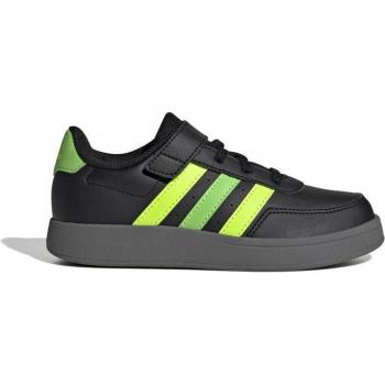 Zapatillas infantiles adidas Breaknet Lifestyle Court con cordones elásticos y tira superior, color negro núcleo y limonada lúcida, talla 31 EU