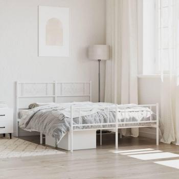 Cama de metal blanca con cabecero y estribo 120x200 cm para pediatría