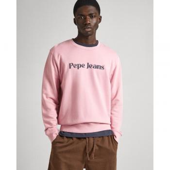Pepe Jeans Men's Ash Rose Pink Sweatshirt with Logo, Size 2XL