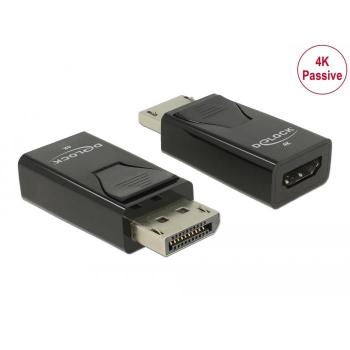 Adaptador DisplayPort 1.2 Macho a HDMI Hembra 4K Pasivo Negro