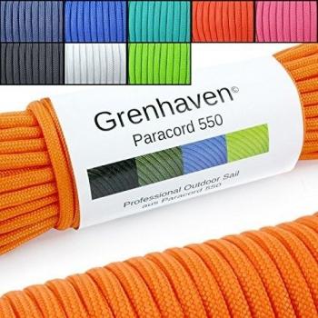 Grenhaven - 31 Metros m Soporta 250 Kilogramo kg 550 lbs Cuerda de Paracaídas - Para Kit de Supervivencia - 7 Resistentes Hebras - Apta Para Escalar - Parachute Cord - Paracord La Cuerda – Naranja