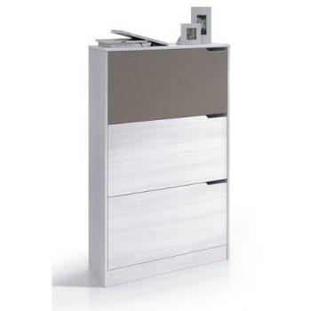 Habitdesign 00S878K - Zapatero 3 puertas, color Blanco Line y Basalto, medidas 120 x 75 x 24 cm de fondo