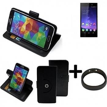 TOP SET: 360° Funda Smartphone para Wiko Highway Star, negro + anillo protector | Función de stand Caso Monedero BookStyle mejor precio, mejor funcionamiento - K-S-Trade