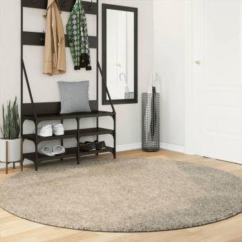 Alfombra de Pelo Largo Aspecto Brillante ISTAN Ø 200 cm Color Antracita, Beige, Crema - Alfombra de Área para Sala de Estar, Dormitorio, Habitación, Salón
