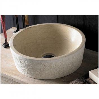 Lavabo de sobreponer dual en piedra beige 405x130x405 mm