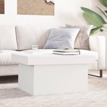 Mesa de centro blanca 80x55x40 cm en madera multicapa y madera de ingeniería