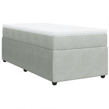 Cama box spring con colchón de muelles gris claro 100x200 cm terciopelo
