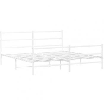 Cabecero de metal blanco con cabecero y pediera 200x200 cm, estructura cama metal con cabecero y estribo blanco 200x200 cm, estructura cama sin colchón con estribo metal blanco 200