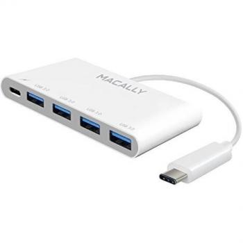 Macally UC3HUB4C - Adaptador USB-C 3.1 a Cuatro Puertos USB-A y un Puerto de Carga USB-C