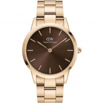 Reloj Analógico Hombre Daniel Wellington Iconic Link Amber 40mm Acero Inoxidable Color Oro Rosa