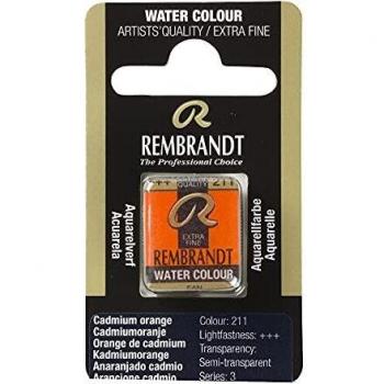Talens : Rembrandt Watercolour Paint : Half Pan Cadmium Orange